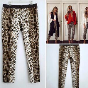 Michael Kors Animal Leopard Print Mob Wife Women's Cotton Blend Pants Size 8